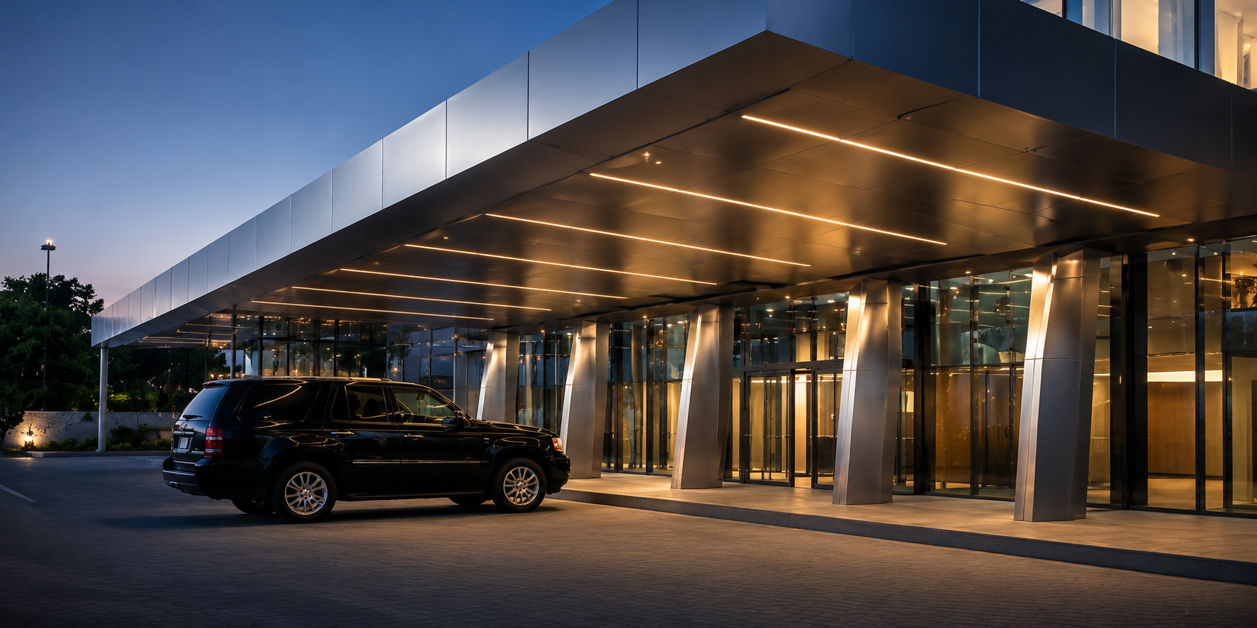 Architectural aluminium entrance canopy