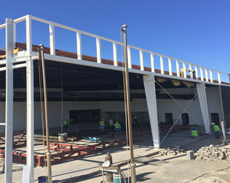 Commercial steel frame and mezzanine under construction