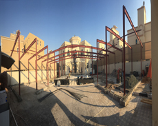 Steel frame installation around a villa